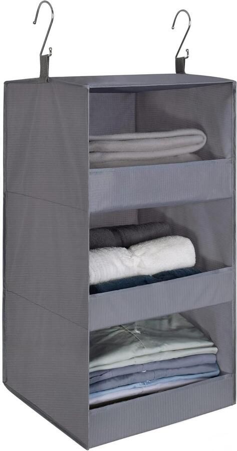 Hanging Organizer Cabinet Wardrobe Closet Storage Grey Pack of 1 Hanging Shelf GRANNY SAYS