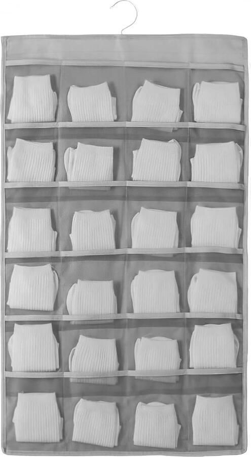 Hanging Storage Organizer met 36 Pockets Dubbelzijdige Kledingkast Organizer Hangende Ondergoed Organizer met Grote en Diepe Pockets voor BH Ondergoed Sokken Stropdassen (Grijs)