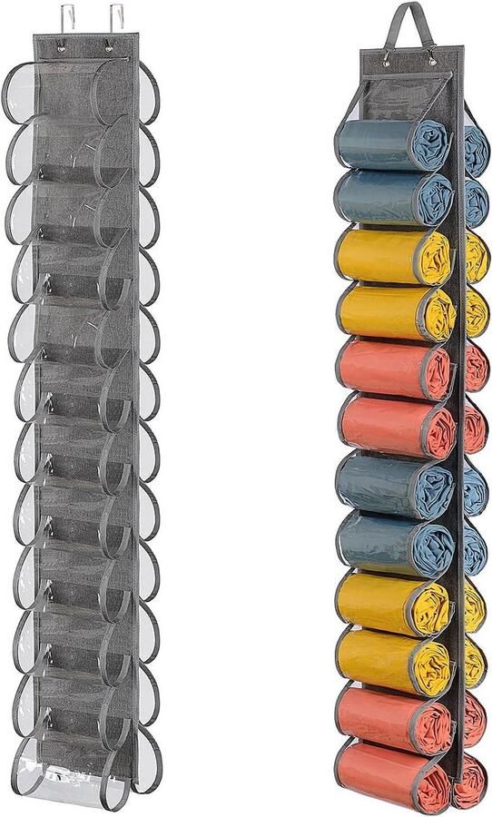 Hanging Yoga Leggings Storage Organizer with 24 Pockets Grey