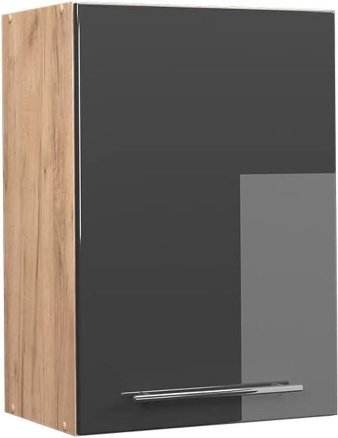 Hangkast Antraciet Hoogglans met Krachtige Eik