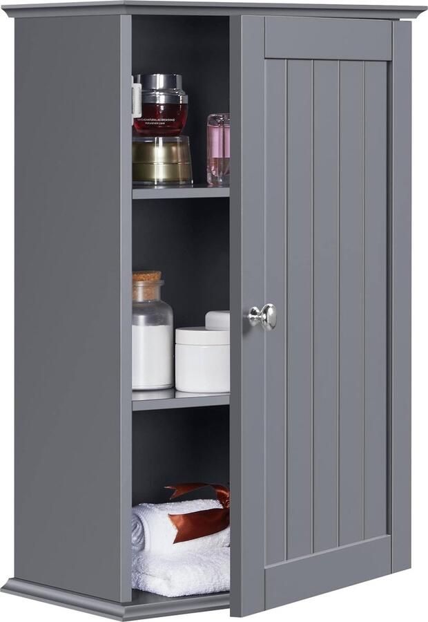 Hangkast wandkast met één deur badkamerkast keukenkast medicijnkastje in donkergrijs 35 x 21 x 55 cm