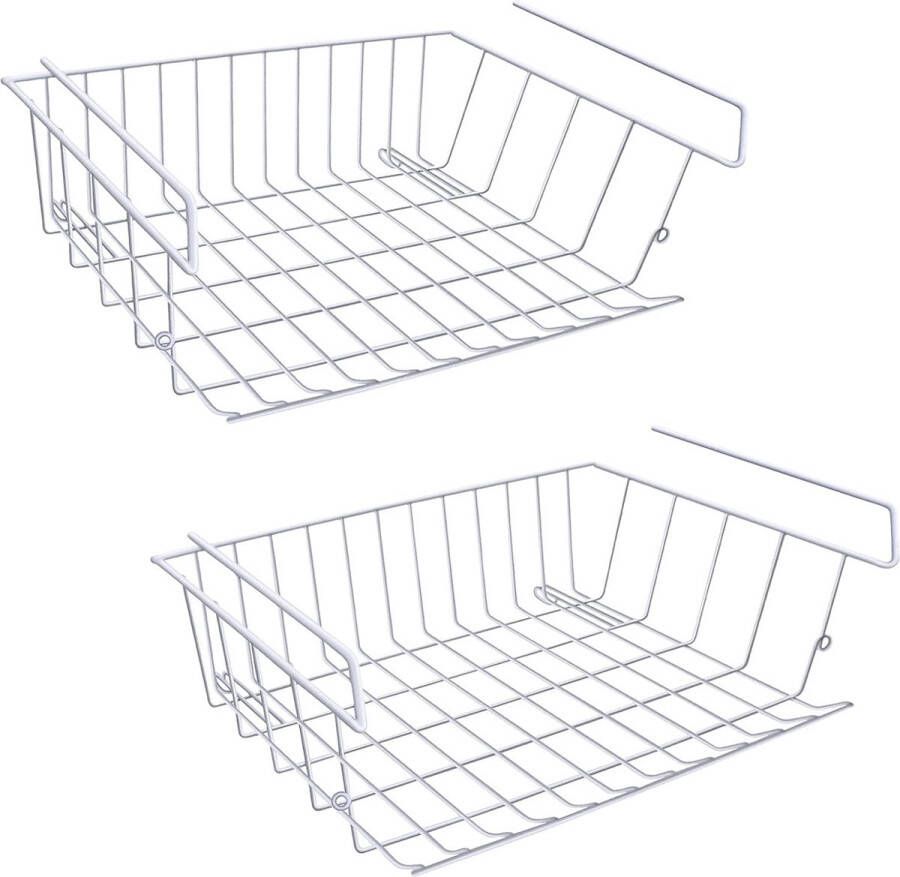 Hangmand metaal hangmand keuken 2 stuks onder kast opslag draadmand organizer fit dubbele haken voor keuken eetkamer bureau boekenkast kast (38 9 cm x 24 9 cm x 10 9 cm)