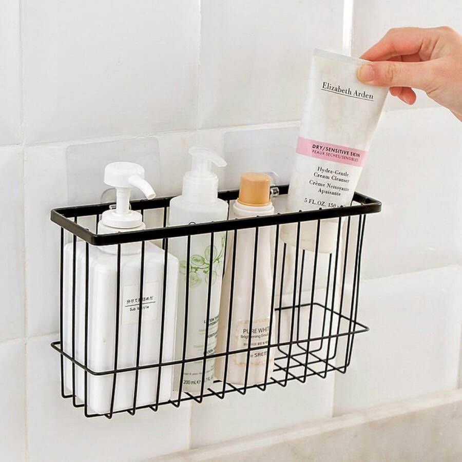 Hangmand voor kast set van 2 opbergmanden aan de muur gemonteerd met zelfklevende pads zwart (2 stuks)