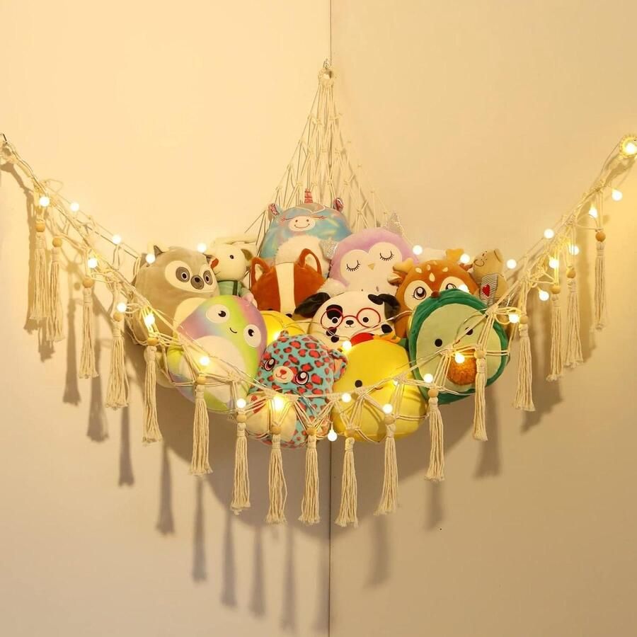 Hangmat voor Gevulde Dieren Macrame Boho Pluche Speelgoed Net Teddies Opslag preppy room decor
