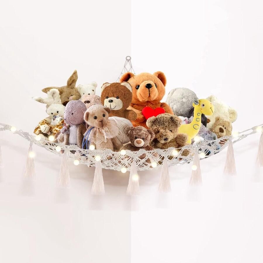 Hangmat voor pluche dieren opbergnet zacht speelgoed voor kinderkamer preppy room decor