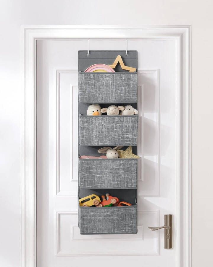 Hangorganizer hangopberger hangplank met 4 vakken voor aan de deur slaapkamer kantoor kleerkast 33 5 x 12 x 100 cm gevlekt grijs