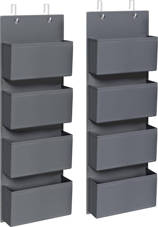 Hangende planken set van 2 4 vakken hangende opberger organizer hangend aan de deur of muur slaapkamer kantoor 12 x 335 x 100 cm leigrijs RDH004G02 - Foto 2