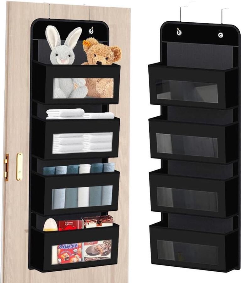 Hangorganizer met 4 vakken veelzijdige hangopslag 1 stuk zwart stoffen