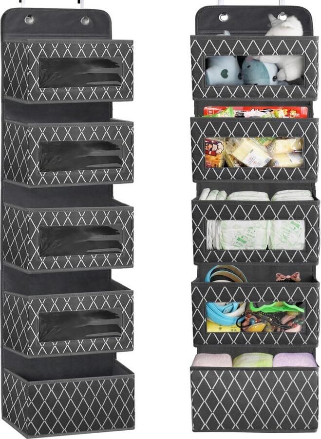 Hangorganizer met 5 grote vakken ruimtebesparend ontwerp 1 stuk grijs