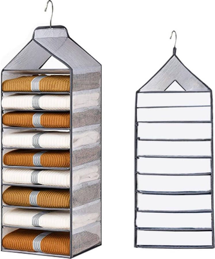 Hangorganizer met 9 vakken pvc hangrek kastorganizer hangopslag opvouwbaar en ruimtebesparend voor slaapkamer kledingrek (9 stuks)