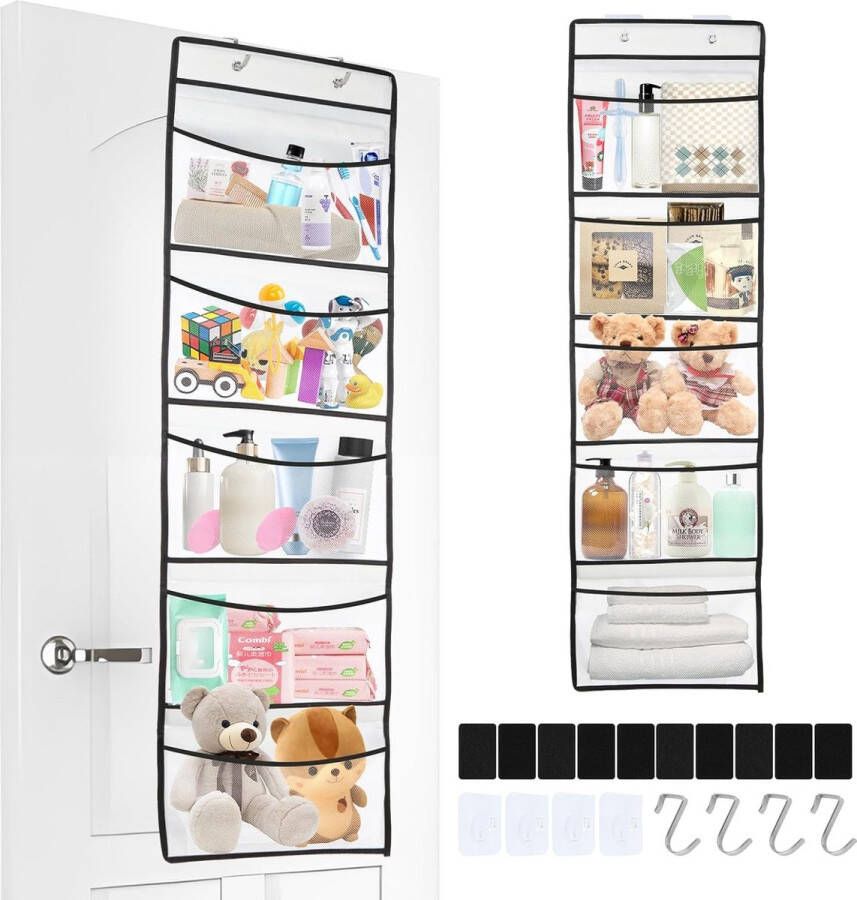 Hangplank 2 stuks hangorganizer met 10 stuks klittenbandsluitingen 4 stuks zelfklevende haken en 4 stuks S-haken deurorganizer voor slaapkamer badkamer en kantoor