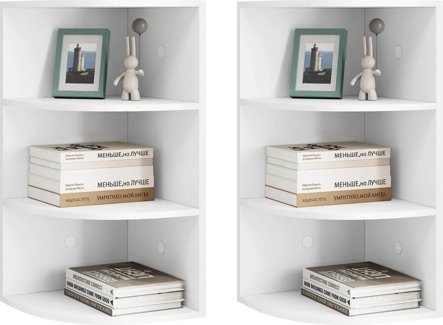 Hangplank set van 2 zwevende planken wandrek wit hangrek 4 etages boekenkast keukenrek muur voor entree woonkamer slaapkamer keuken kantoor RG9512ws-2