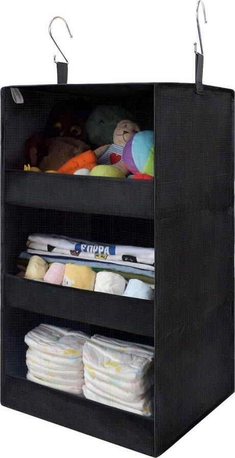 Hangrek kast met 3 vakken 1 stuks hangkast organizer zwart hangorganizer opvouwbare hangrek stof hangende organizer
