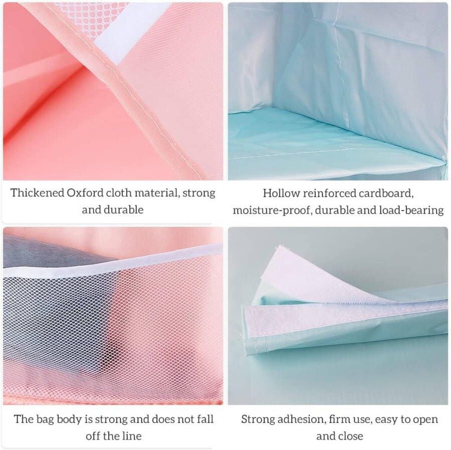 Hangrek kledingkast 3 vakken hangende organizer kast met 9 netvakken voor familiekast slaapkamer opvouwbaar en universele pasvorm 30 x 22 5 x 60 cm (blauw drie lagen)