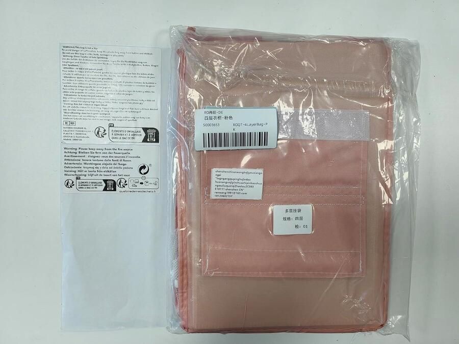 Hangrek kledingkast 4 vakken hangende organizer kast opvouwbaar familiekast slaapkamer 30 x 225 x 80 cm roze kledingkasten slaapkamer