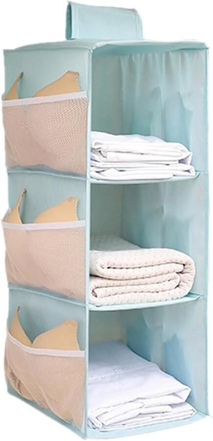 Hangrek kledingkast meerdere vakken hangopbergkast opvouwbare hangorganizer kastorganizer met netvakken aan de zijkanten voor thuis camper camping