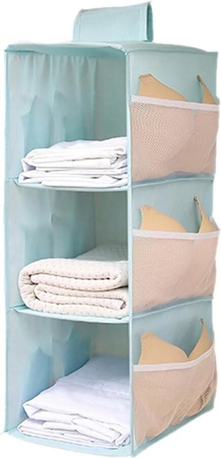 Hangrek kledingkast met meerdere vakken en netvakken opvouwbare hangorganizer voor thuis camper en camping