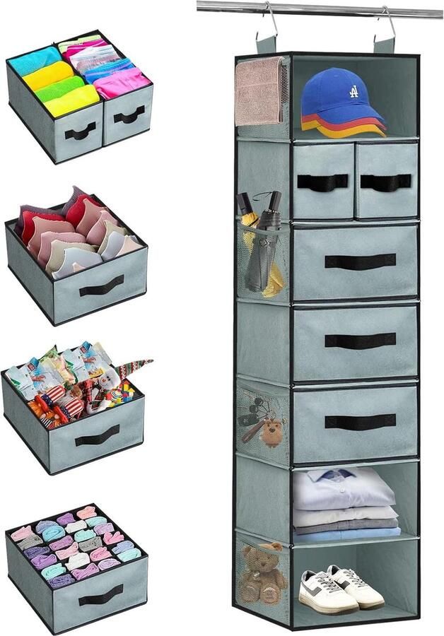 Hangrek Kledingkast Organizer Handige Opbergoplossing 1 Stuk Grijs