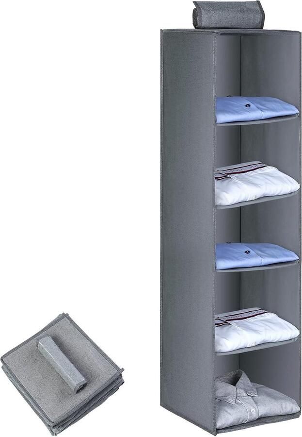 Hangrek Kledingkast Organizer Ruimtebesparend 1 Stuk Bamboe 5 Vakken