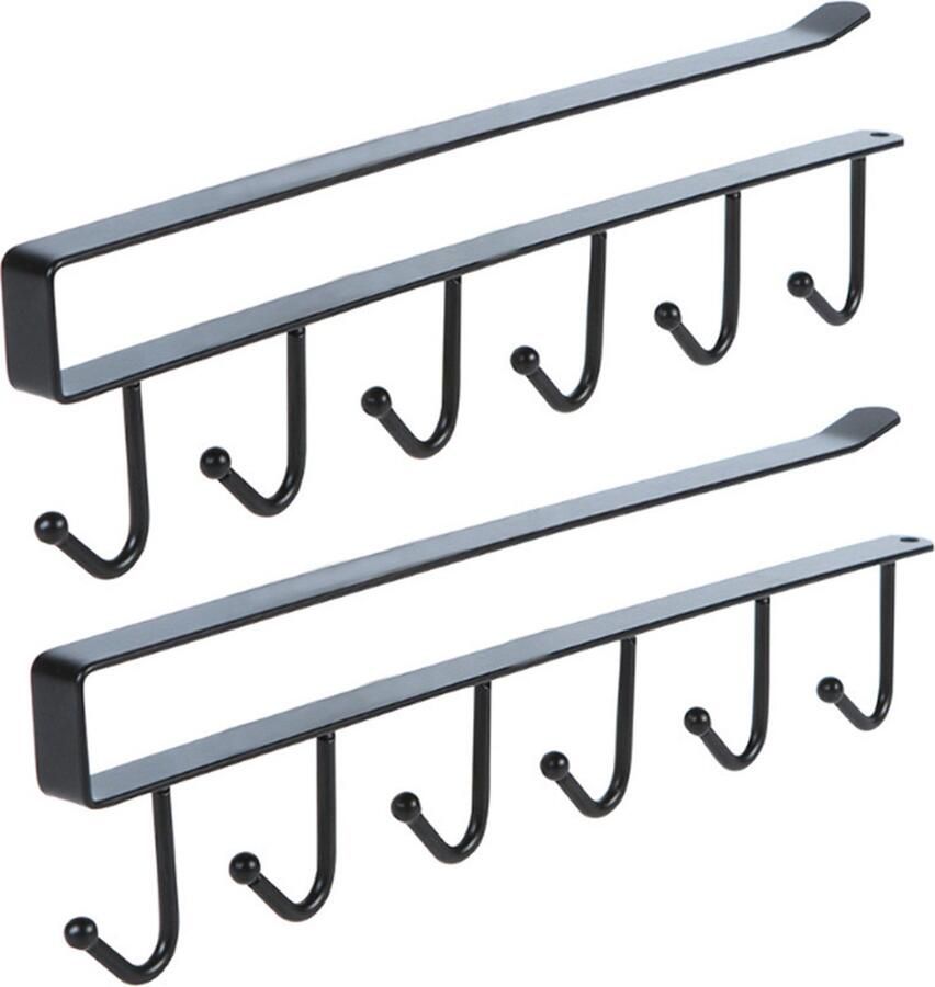 Hangrek rails bekerrek 2 Stuks mokkenrek kopjesrek bekerhaak kledingrek ophangrek Deurhaak Deurhaken Deur Haken Om spatels soeplepels of messen aan te hangen
