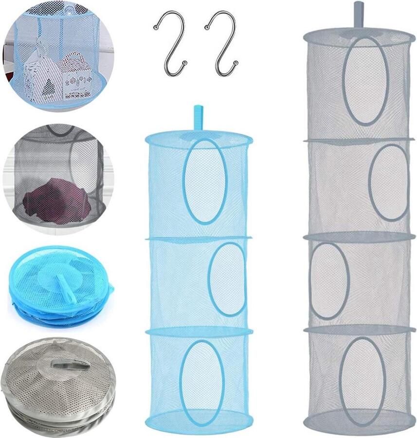 Hangrek van mesh opbergnet 2 stuks zwart multifunctioneel