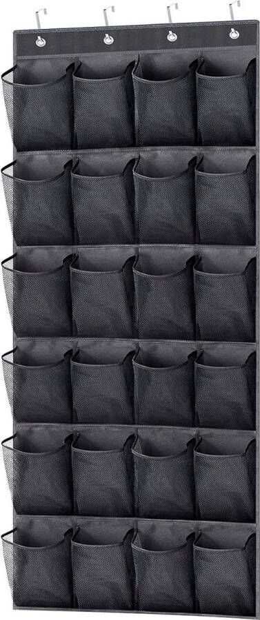 Hangschoenenrek 24 vakken schoenenrek om op te hangen organizer voor kast zwart schoenenkast voor aan de muur multifunctioneel