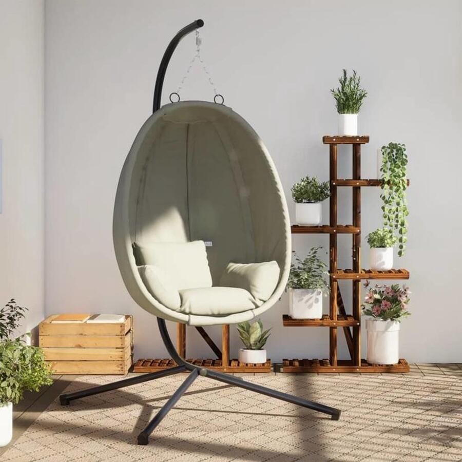 Hangstoel – Eivormige Hangstoel – Buitenstoel – Tuinstoel – Balkonstoel – Weerbestendig Staal – Ergonomisch Comfort