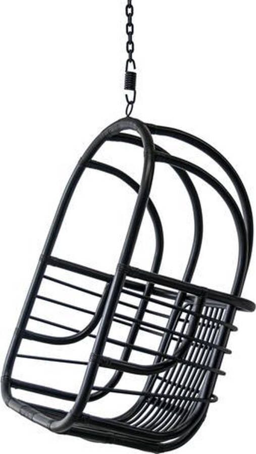 Hangstoelen hangstoel The Vibe zwart natuurlijk rotan ergonomisch draagkracht 200 kg. geschikt voor lange mensen gebruik binnenshuis