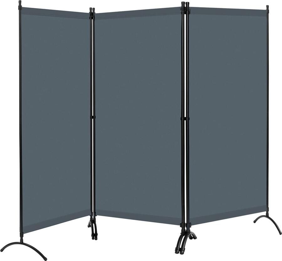 3-delig scherm 255 x 182 cm kamerverdeler vrijstaand opvouwbaar scherm privacyscherm binnen- en buitenscherm balkon terras tuin donkergrijs