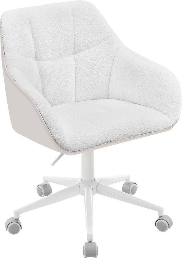 Hanimo Fluwelen Bureaustoel Draaibaar Bureau Computer Stoel In Hoogte Verstelbaar Make-Up Stoel Met Armleuningen Voor Slaapkamer Woonkamer Werkkamer Crème kleurig