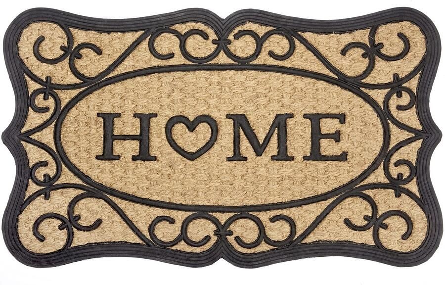 Hanse Home Deurmat Kokos & Rubber 45x75cm Antislip Buitenmat voor Vuilvangers Natuurlijk voor Binnen en Buiten Deurmat Home Heart Kokosvezel Weerbestendige Kokosmat voor Entree & Buitenruimte