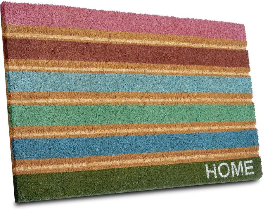 Hanse Home Deurmat Kokos voor Binnen Vuilvanger Mat Natuurlijk Kokos Mat Buiten Home Strepen Kleurrijke Weerbestendige en Antislip Deurmat voor Hal Terras Entree 45x75cm
