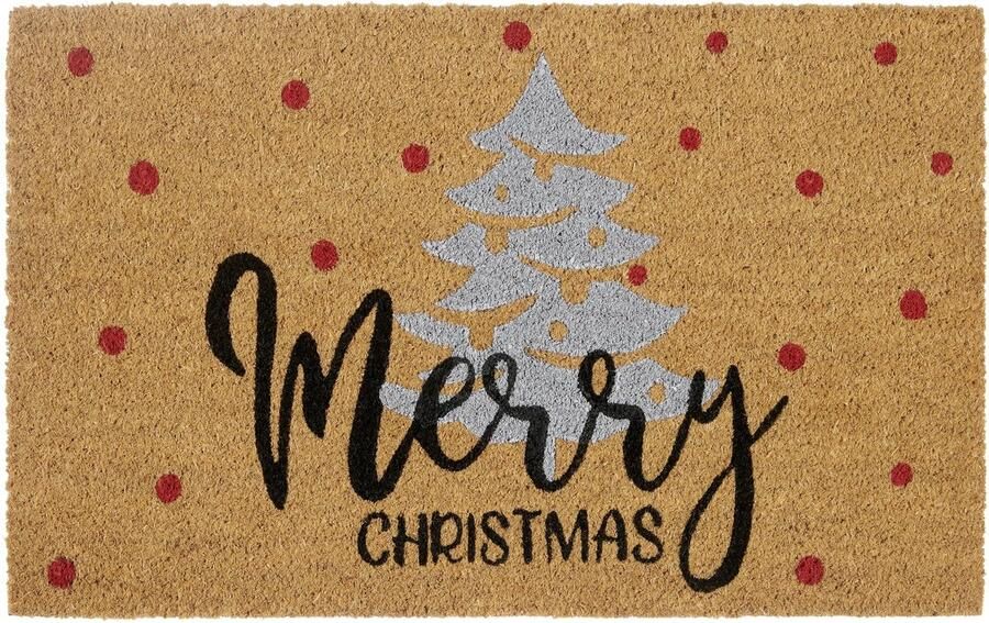 Hanse Home Kokos Deurmat Kerst Antislip Vuilvanger Mat Natuurlijk voor Binnen Deurmat Zilveren Kerstboom Kokosvezelmat voor Entree & Overdekte Buitenruimte 40x70cm