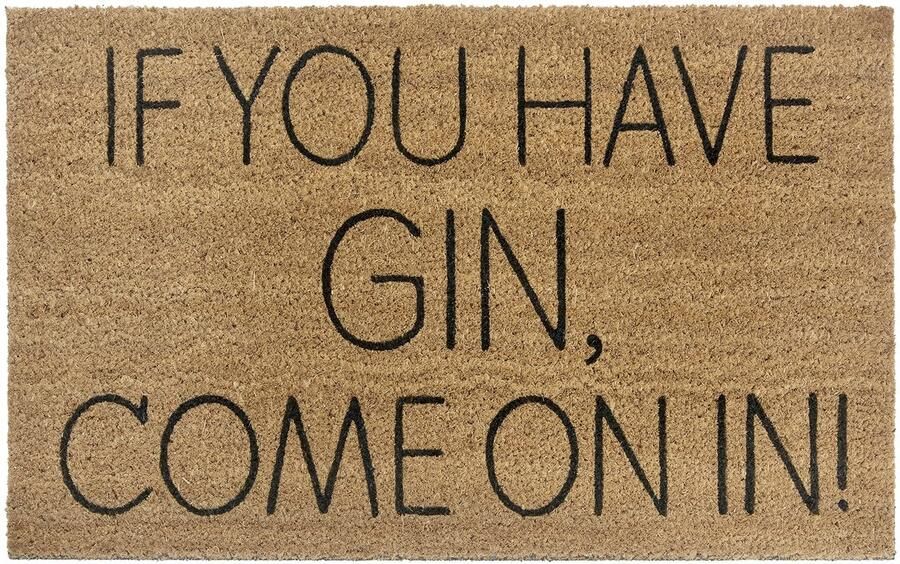 Hanse Home Kokos Deurmat voor Binnen Dirt Trapper Mat Natural Kokos Mat Gin Saying Antislip Deurmat voor Hal Terras Entree 45x75cm