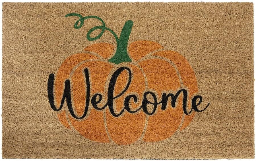 Hanse Home Kokosnoot Deurmat Halloween voor Binnen Dirt Trapper Mat Natural Kokosnoot Mat Pompoen Welkom Antislip Deurmat voor Hal Terras Entree 45x75cm
