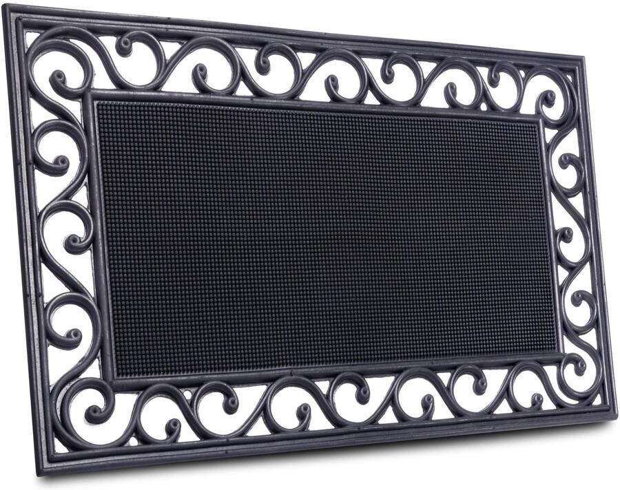 Hanse Home Rubberen Deurmat 45x75cm Antislip en Weerbestendig Buitenmat met Gietijzeren Look voor Binnen en Buiten Rubberen Deurmat met Noppen voor Hal Terras Entree 45x75cm