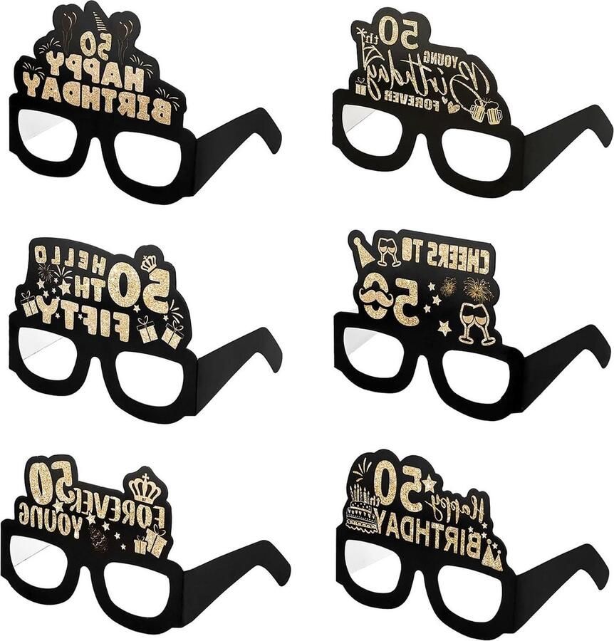 Happy Birthday-feestbril 50e verjaardagsfeestje 3D-brillen glitterpapier feestaccessoires foto-rekwisieten feestgeschenken