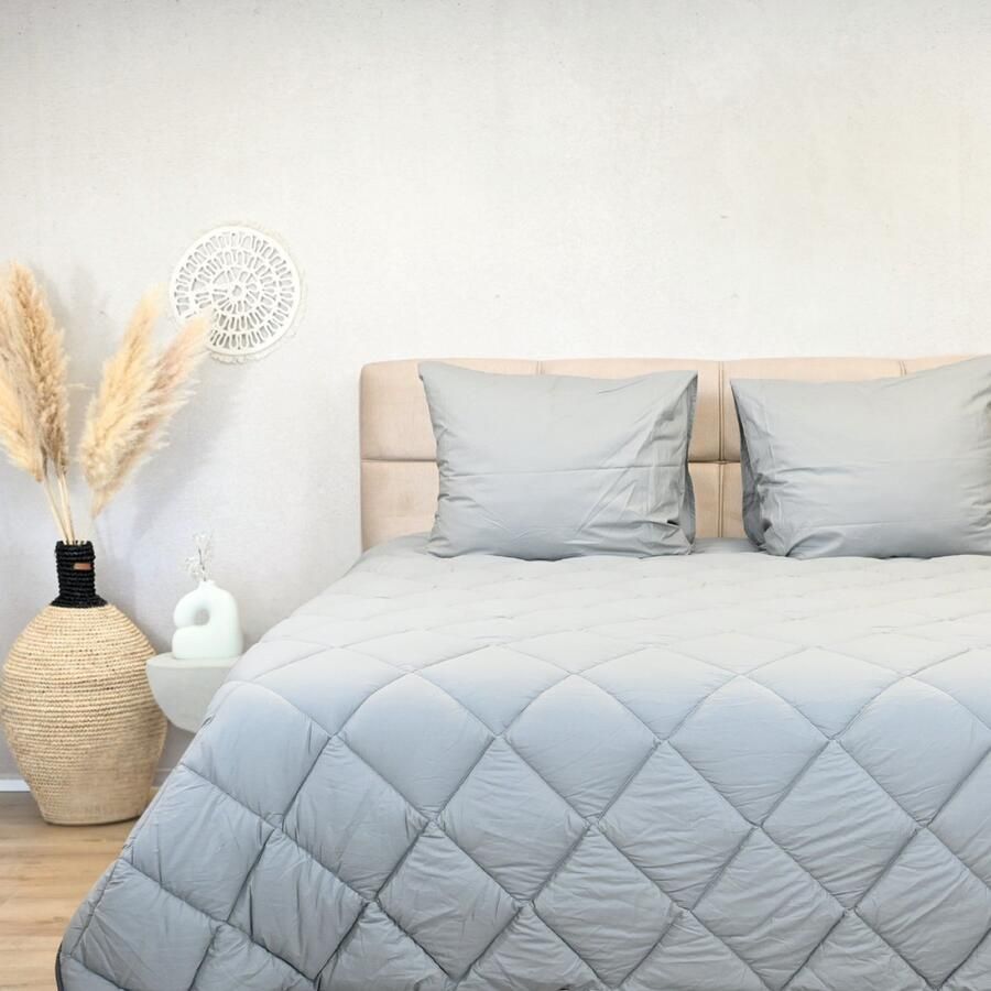 Happybed Premium All year dekbed enkel 160x200 Twijfelaar dekbed Wasbaar dekbed zonder overtrek Bedrukt dekbed zonder hoes Hoesloos Dekbed met Print Pebble grey