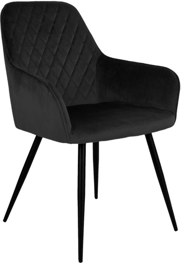 Harbo Dining Stoel set van 2 Velvet eetstoelen gewatteerde zwarte stoelen comfortabele zitplaatsen 57x65x87 cm