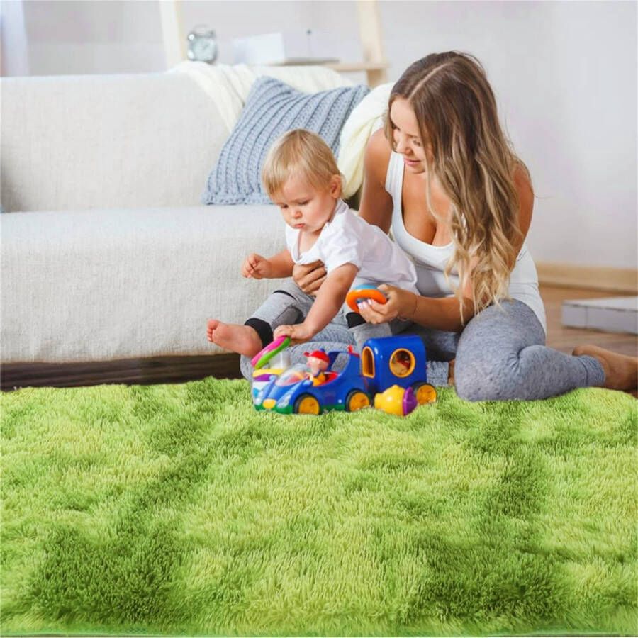 Harig zacht tapijt rond pluizig antislip tapijt moderne wooncultuur woonkamer slaapkamer kinderkamer woonkamer 120 x 120 cm groen
