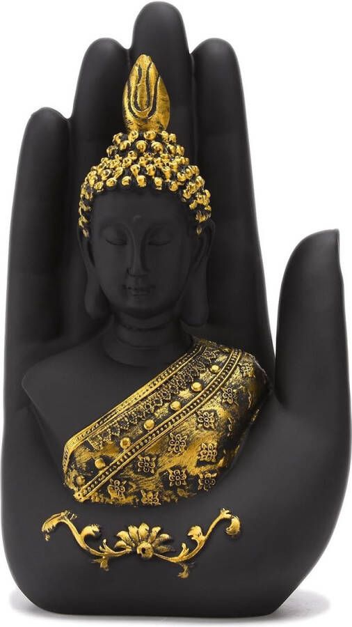 Hars Boeddha Zittend Mediteren Thaise Boeddha Figuur Zwart Ornament voor Thuis Bureau Decoratie