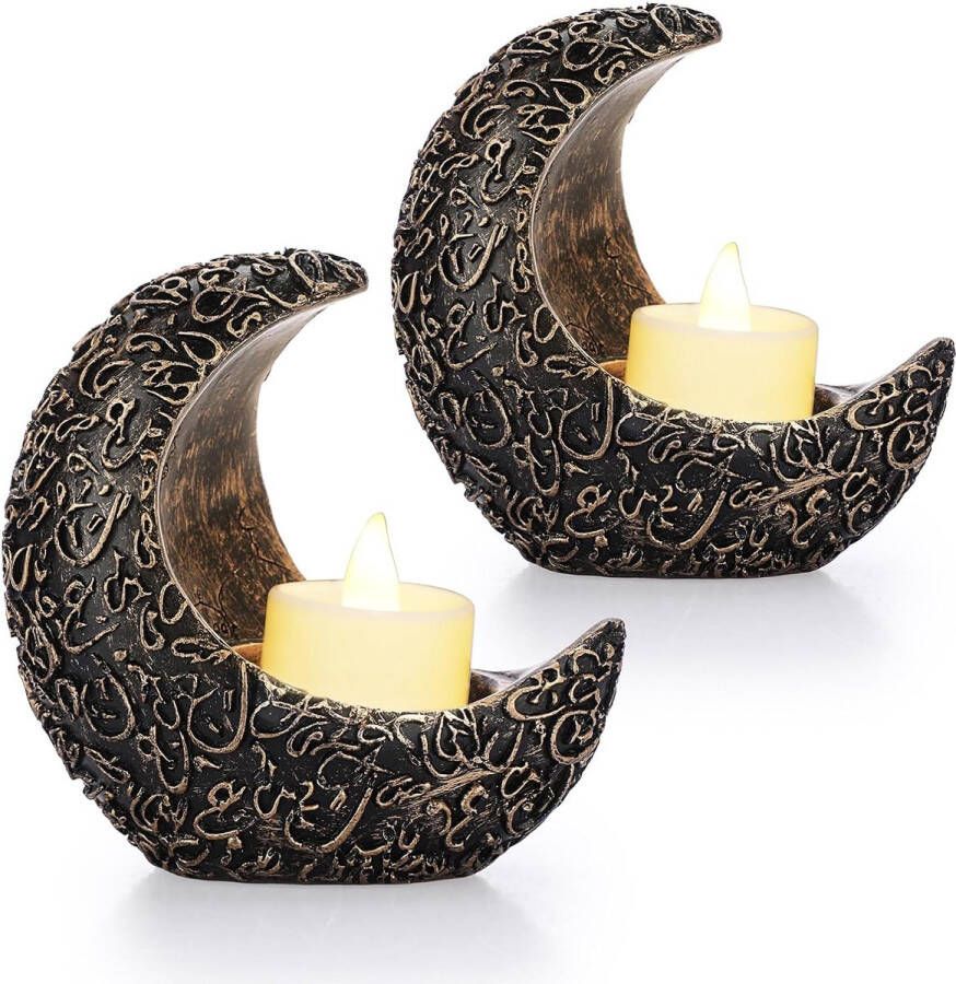 Hars kandelaar maanvorm kandelaar voor bruiloft tafel huisdecoratie (gebronsd