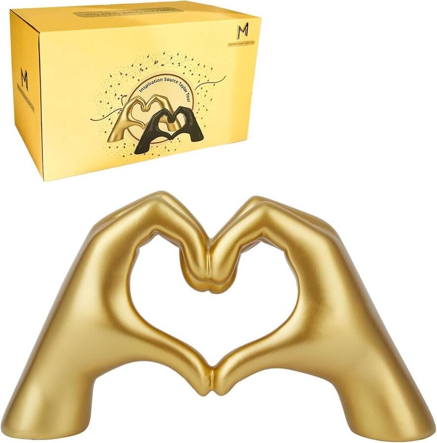 Inspiration Source Taylor Tour Hart Handen Ornament Goud Hart Hand Beeld Gebaar Decoratie Vinger Sculptuur voor Bruiloft Decoratie Huisdecoratie Klein Ornament in Salontafel Kantoor en Slaapkamer (Goud)