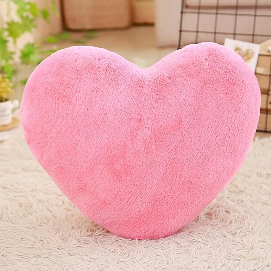 Hartkussen 45 x 40 cm bankkussen knuffelkussen decoratief kussen pluche kussen in hartvorm kussen sierkussen pluche bankkussen voor kinderen meisjes bank slaapkamer auto's woondecoratie roze