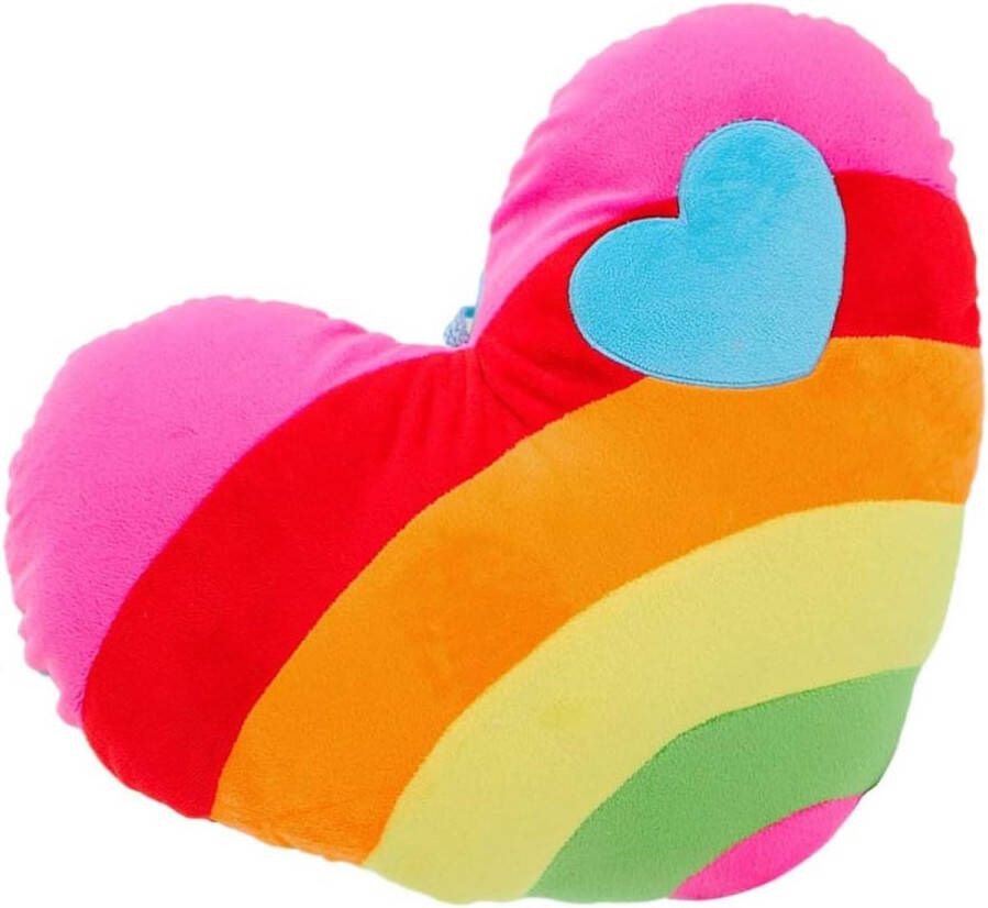 Hartkussen Hartvorm Regenboogpatroon Pluche kussen voor slaapbank Feestgeschenken Kamerdecoratie