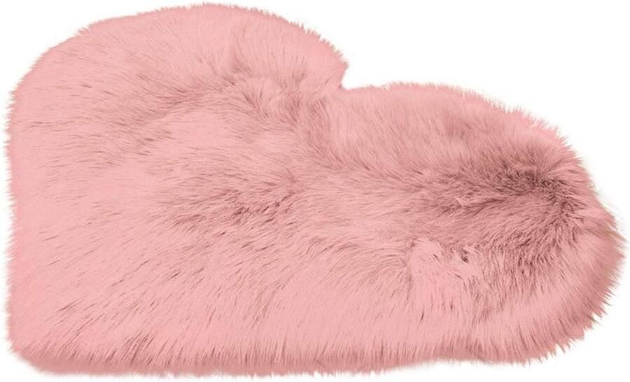 Hartvormige Fluffy Tapijt Vloermat Thuis Slaapkamer Faux Bont Tapijt Lichtroze