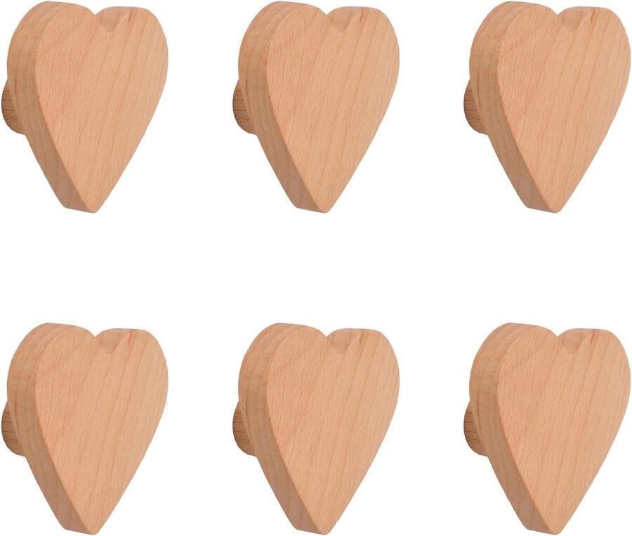 Hartvormige Houten Knoppen Beuken Kast Handvatten 6 Stuks