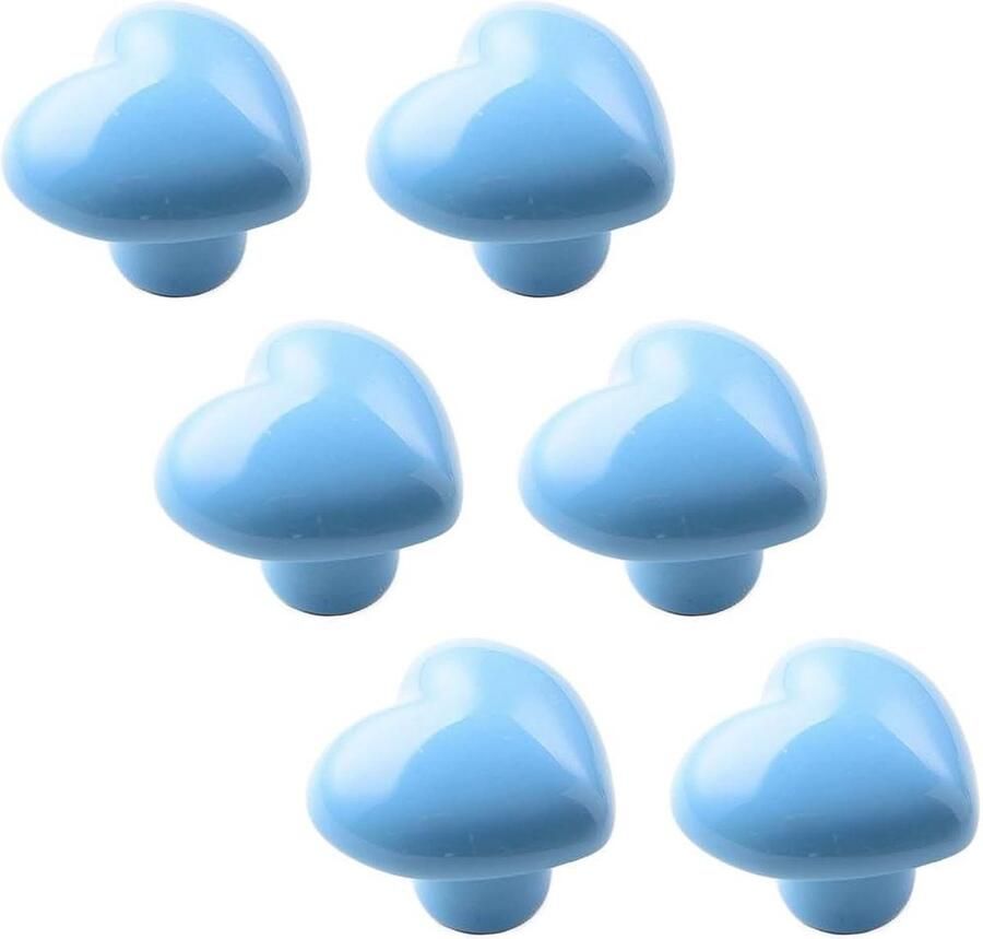 Hartvormige keramische meubelknoppen 6 stuks kleurrijk kinderkamer ladeknoppen keukenkast boekenplank lichtblauw kastknoppen kinderkamer