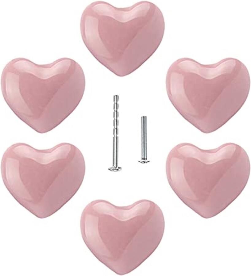 Hartvormige Keramische Knoppen voor Kinderen 6 Stuks Schattige Handgrepen voor Laden en Deuren