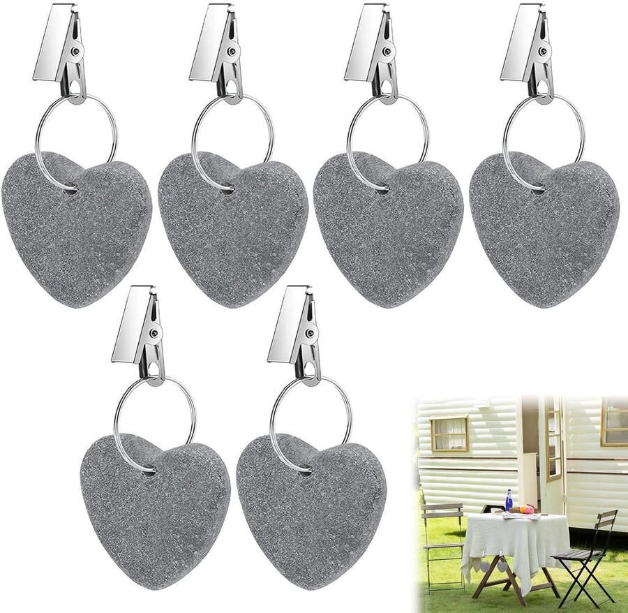 Hartvormige tafelkleedgewichten set van 6 natuursteen